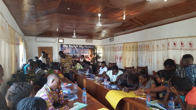 Medicals Assistant of Ghana Health Service Senya gives practical exercise on Sexual Reproductive Health and Rights